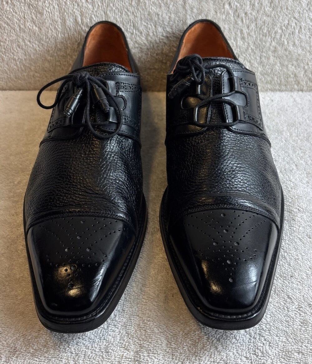 Mezlan Deerskin Ghillie Derby Shoes Black Men Size 11 M (S20069)